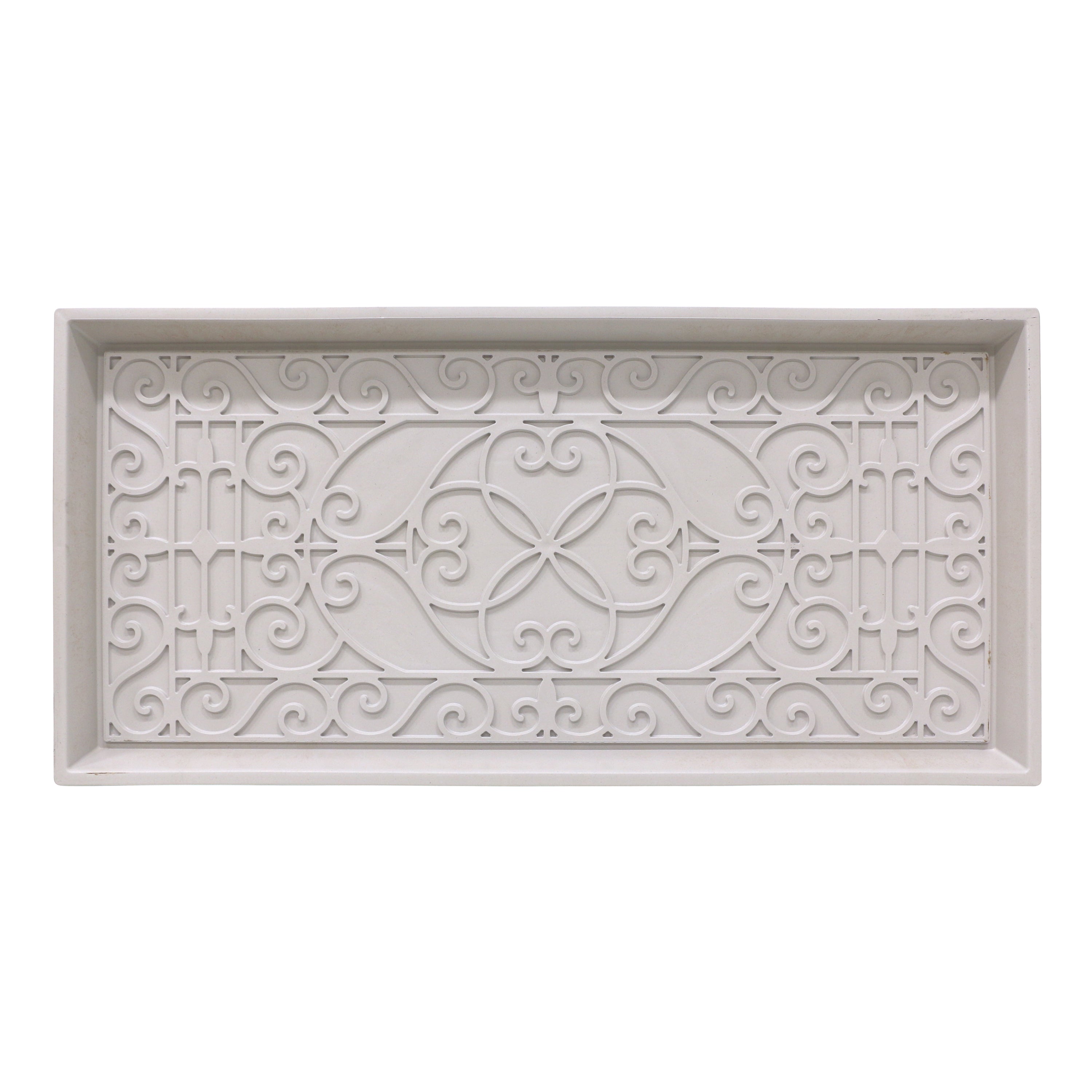 17" x 35" Manor Eggshell Wrought Iron Boot Tray