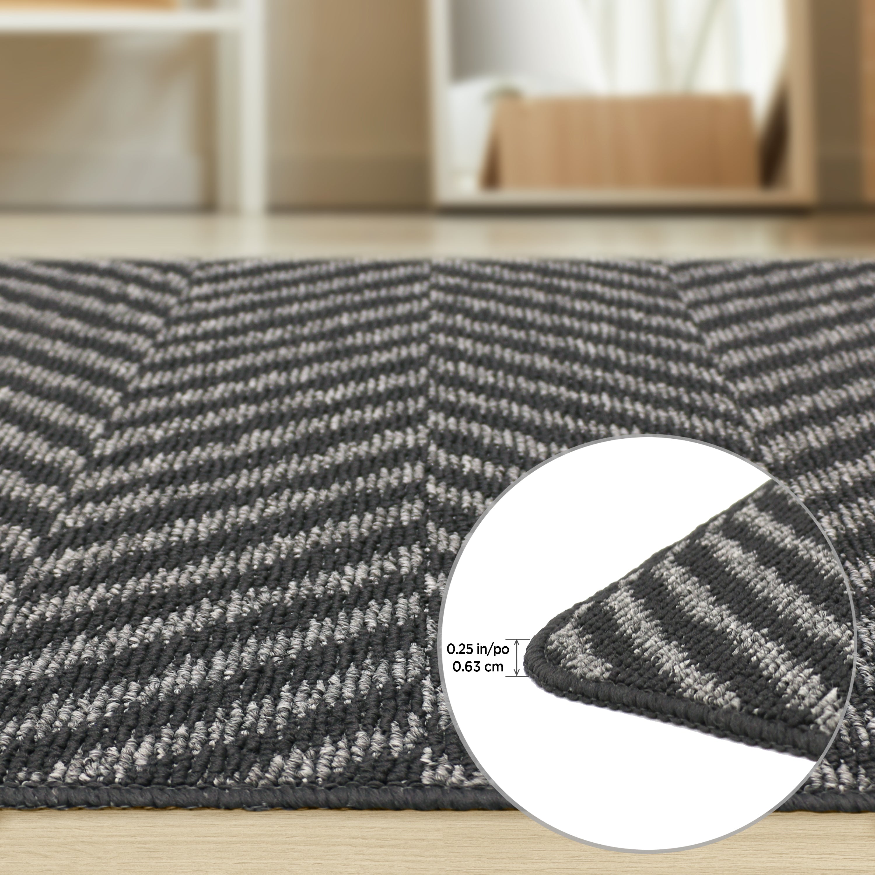 4'x6' Herringbone Linear Charcoal Floor Mat