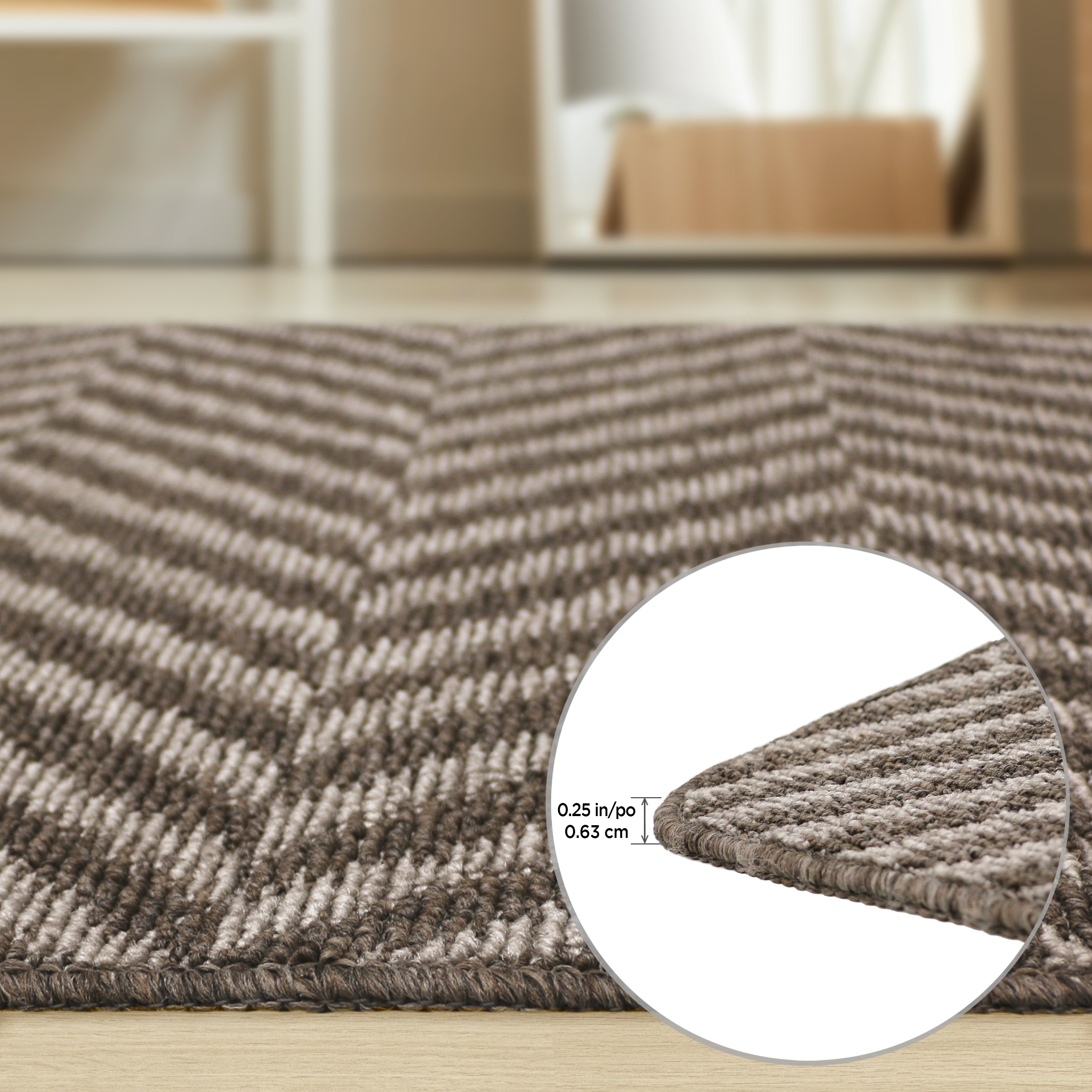 4'x6' Tufted Herringbone Taupe Floor Mat