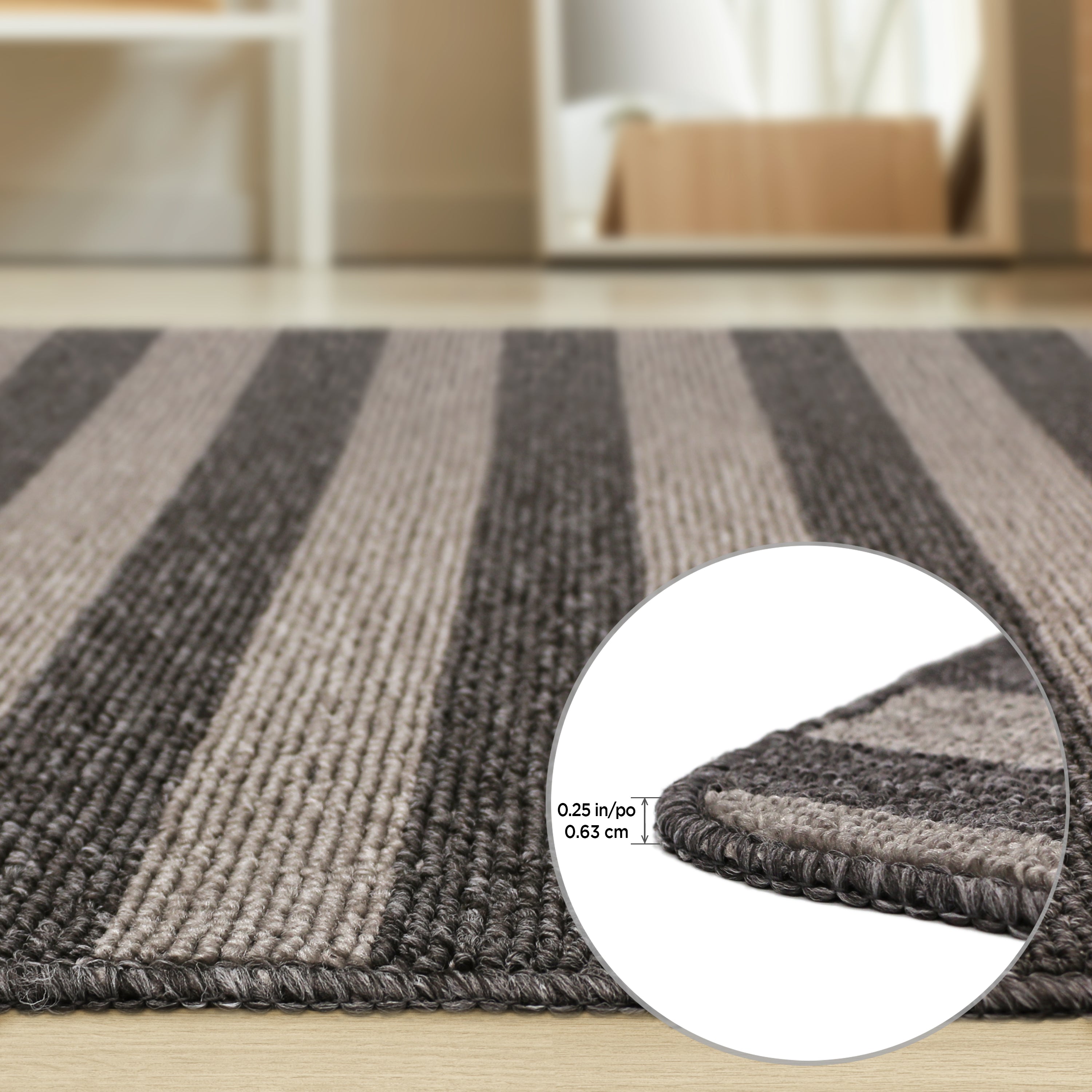 4'x6' Tufted Cabana Stripe Taupe Floor Mat