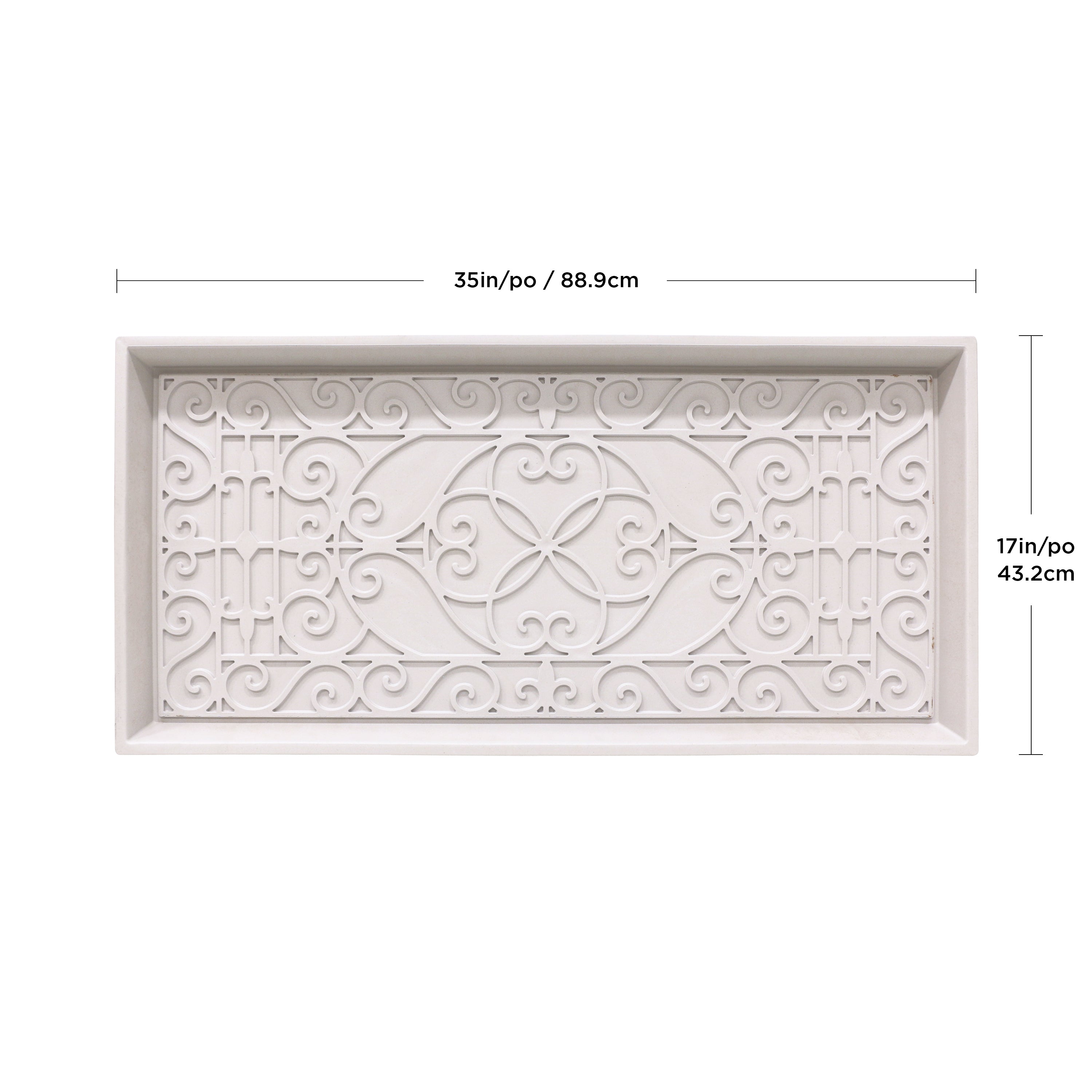 17" x 35" Manor Eggshell Wrought Iron Boot Tray