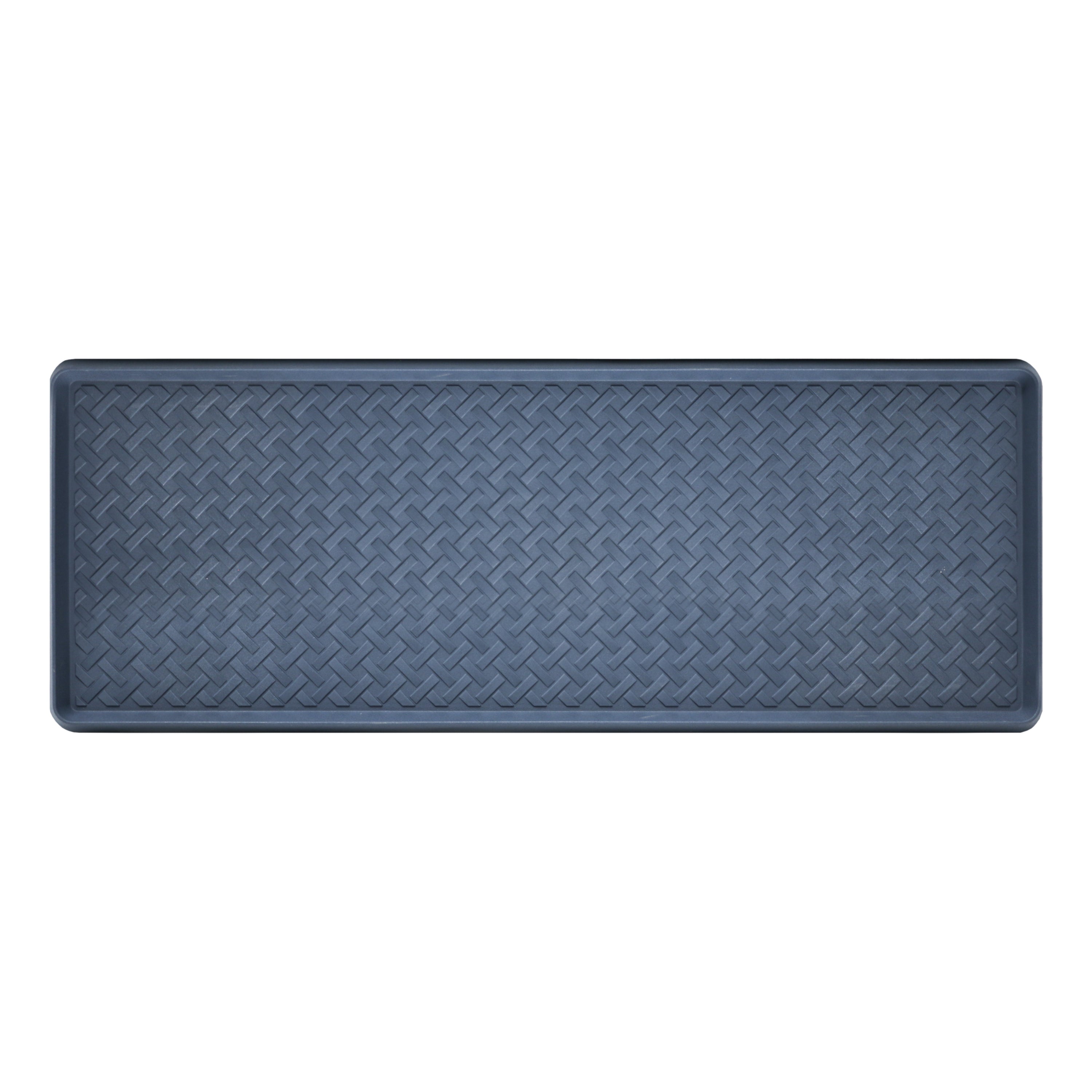 14" x 38" Blue Rattan Metro Boot Tray