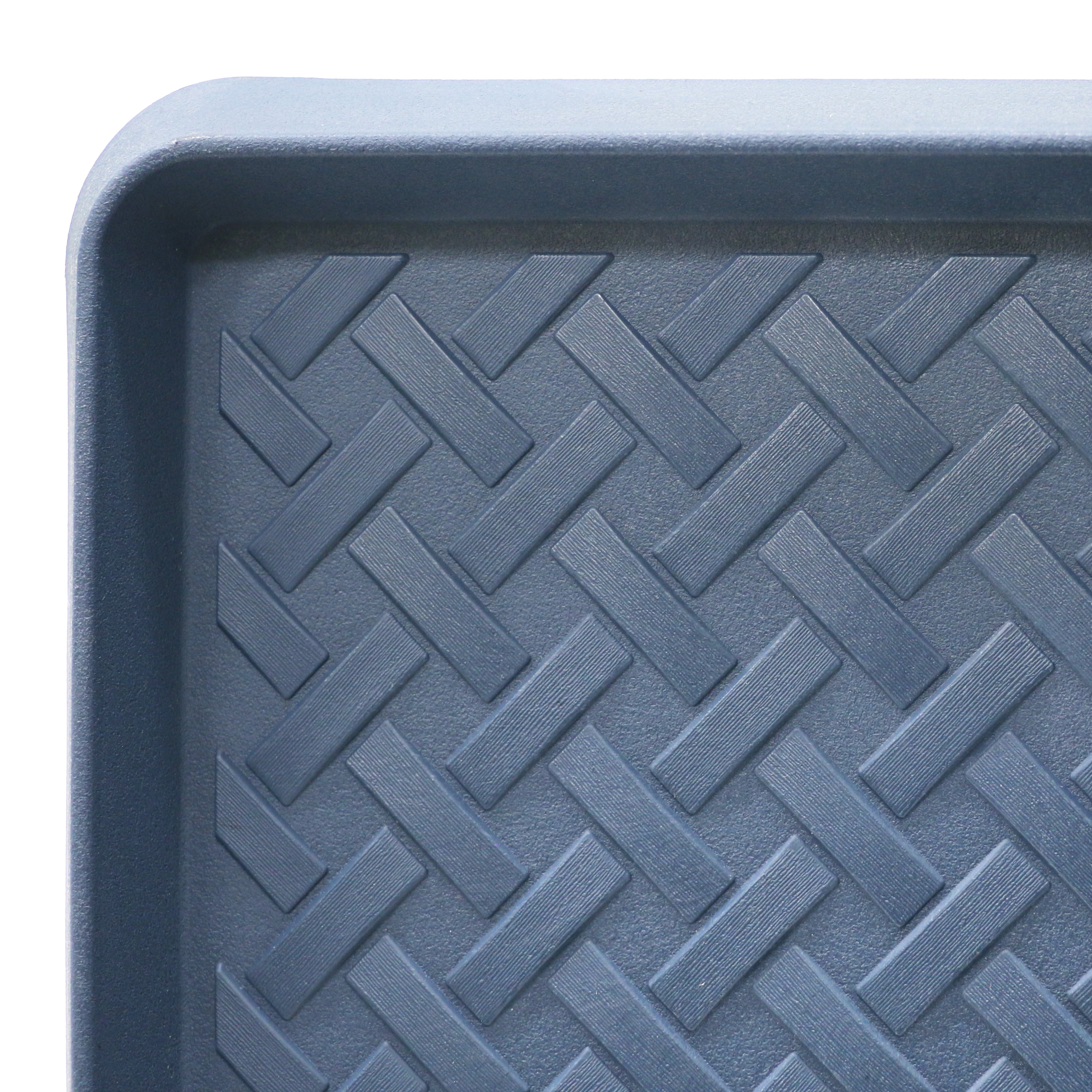14" x 38" Blue Rattan Metro Boot Tray