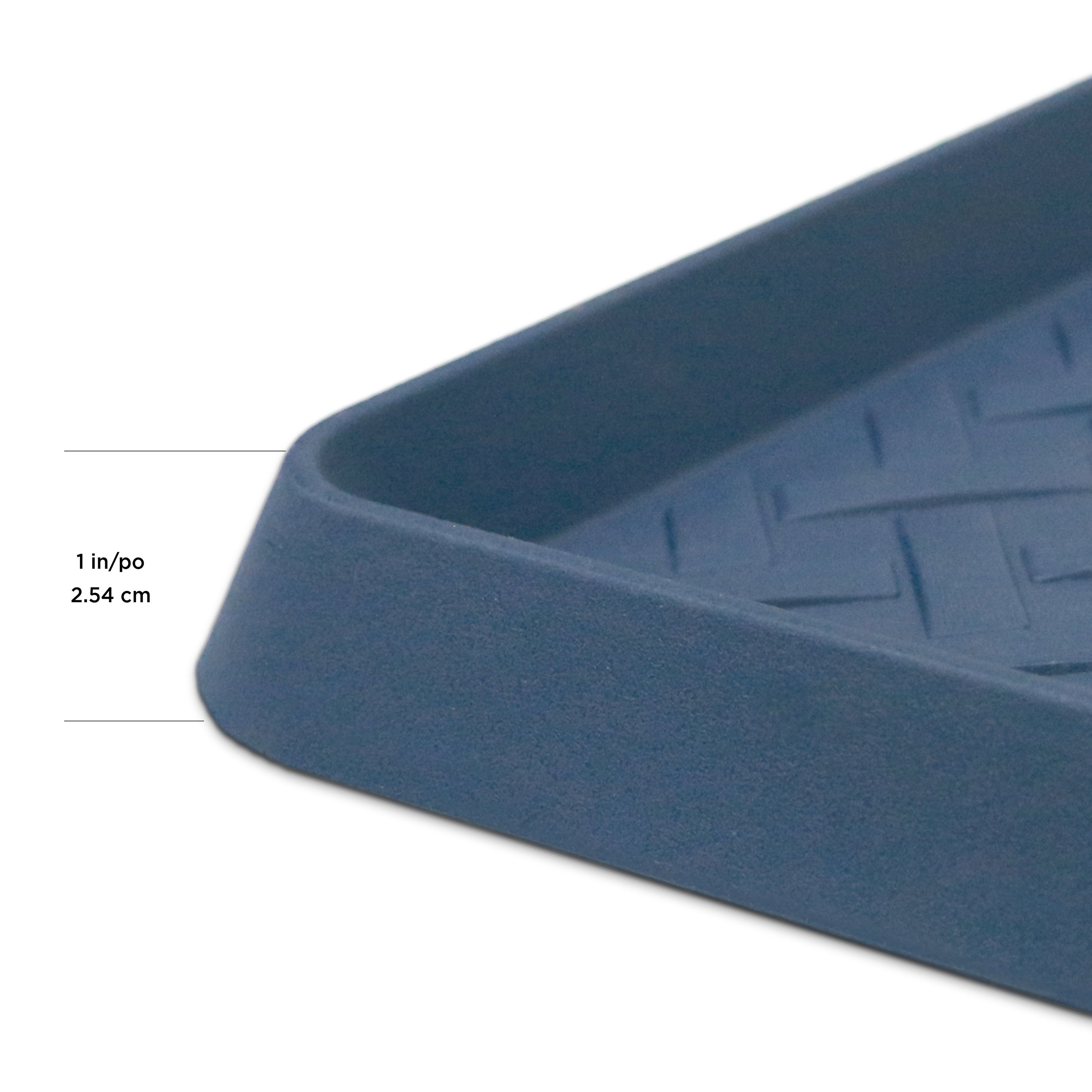 14" x 38" Blue Rattan Metro Boot Tray