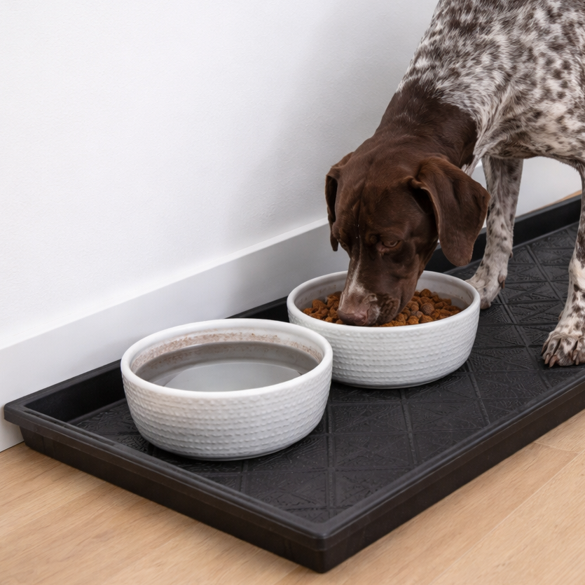 17" x 35" Manor Black Lattice Boot Tray