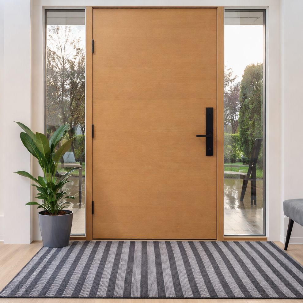 4'x6' Tufted Cabana Striped Denim Floor Mat