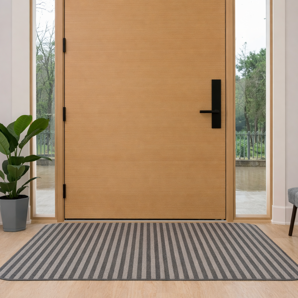 4'x6' Tufted Cabana Stripe Taupe Floor Mat