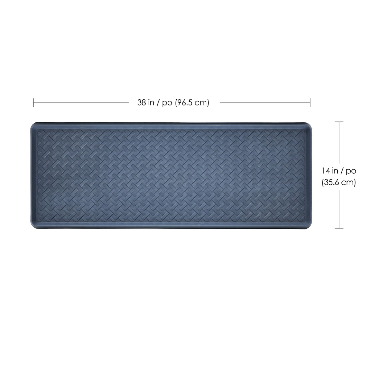 14" x 38" Blue Rattan Metro Boot Tray