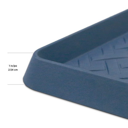 14" x 38" Blue Rattan Metro Boot Tray