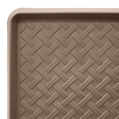 14" x 38" Metro Oak Rattan Boot Tray